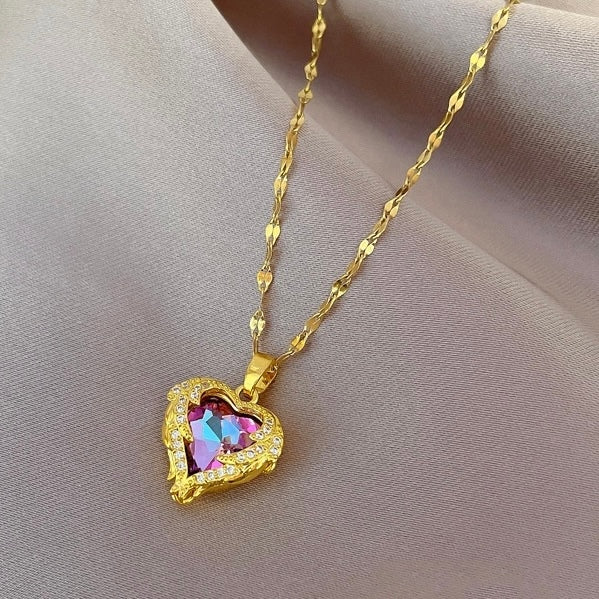 Colar de Cristal Coração Oceânico ❤️