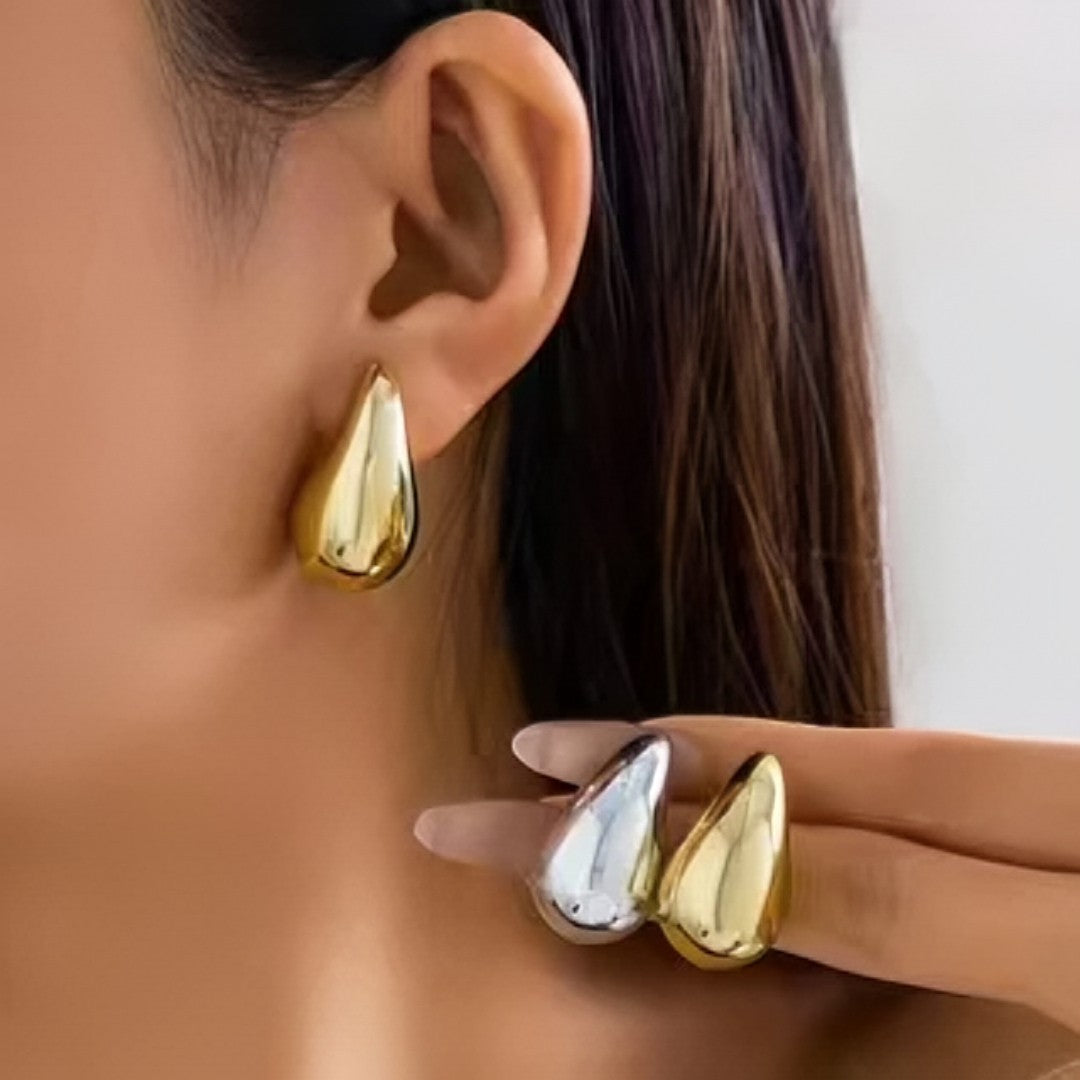 👉 EleganceDrop™ – Brincos de Gota Bold Banhados a Ouro 18K e Prata com Brilho Intenso e Design Sofisticado