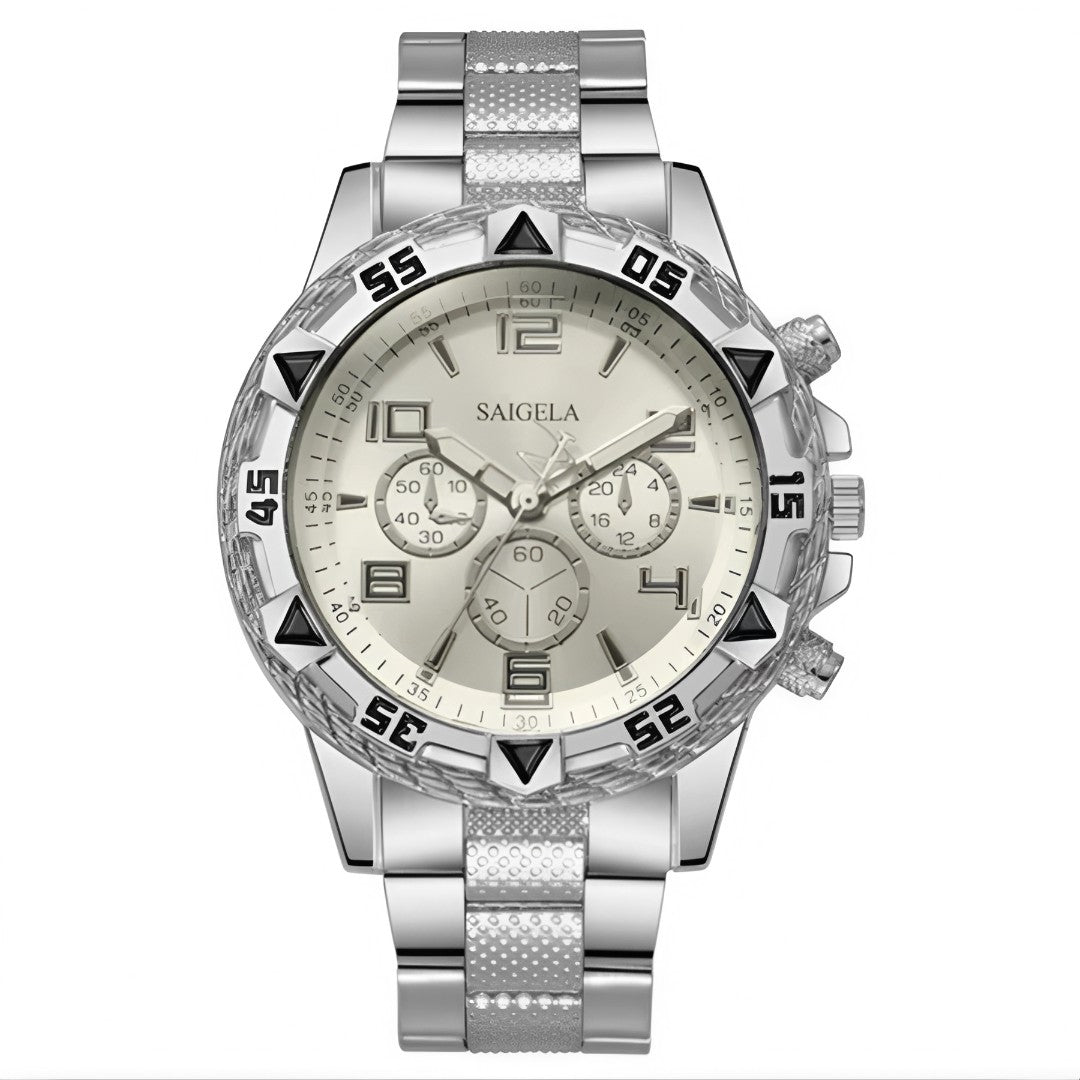 ⌚ Kit Premium Masculino 3 Peças – Relógio + Pulseira + Colar Cruz (30% OFF)