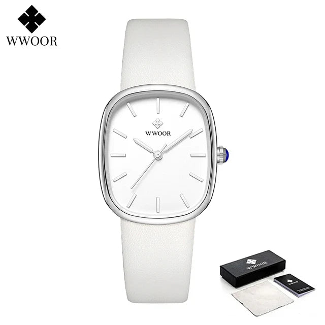 Relógio de Quartzo Quadrado Feminino Luxo De Couro
