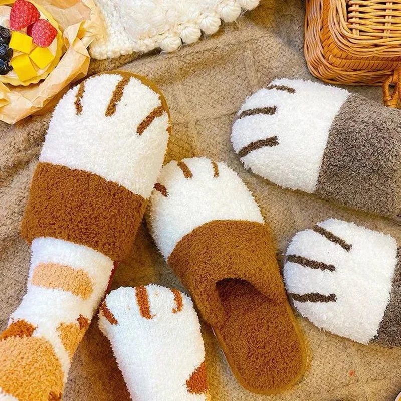 Patas de Gato de Algodão - Pantufas quentes e confortáveis