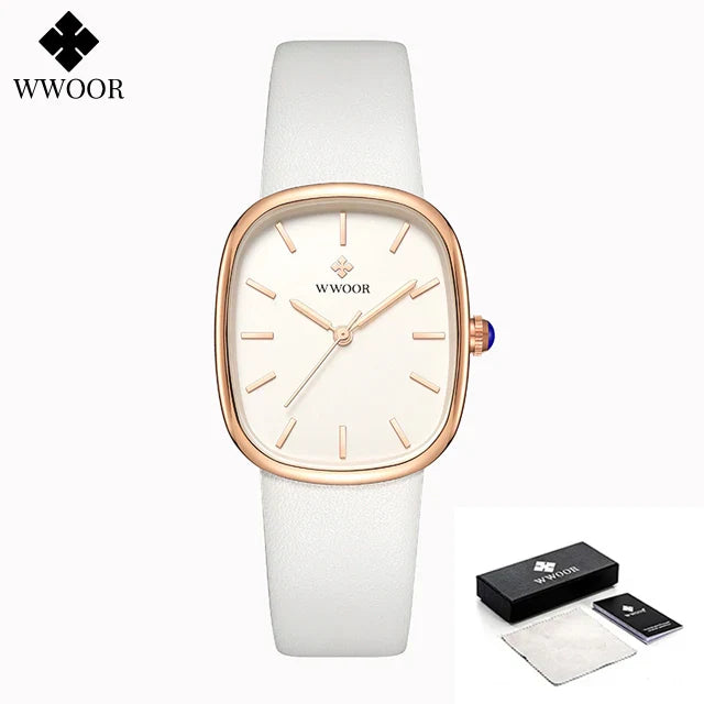Relógio de Quartzo Quadrado Feminino Luxo De Couro